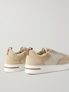 Loro Piana - Newport Shearling-Trimmed Two-Tone Suede Sneakers - Neutrals