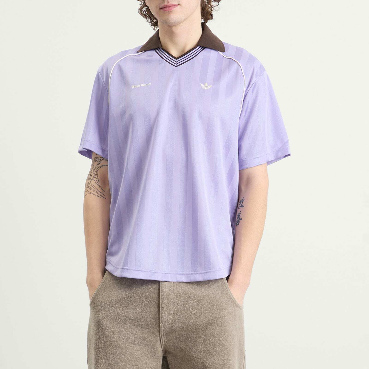 Adidas Men's x Wales Bonner Football T-Shirt in Light Purple
