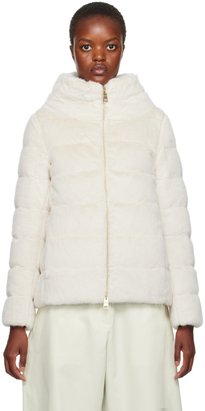 Herno Off-White Quilted Faux-Fur Down Jacket Herno