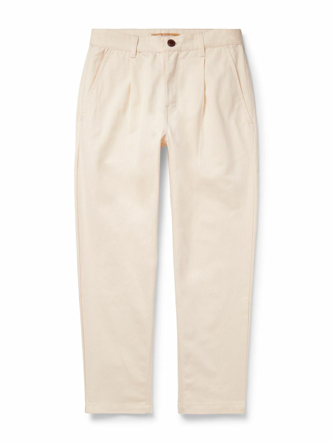 FrizmWORKS - Haworth Tapered Cropped Pleated Cotton-Twill Trousers - Neutrals