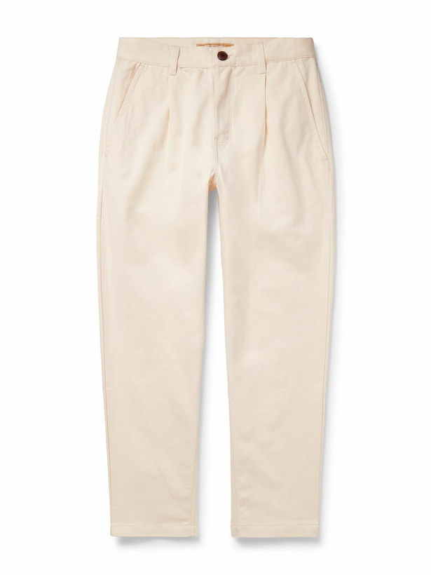 Photo: FrizmWORKS - Haworth Tapered Cropped Pleated Cotton-Twill Trousers - Neutrals