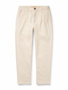 FrizmWORKS - Haworth Tapered Cropped Pleated Cotton-Twill Trousers - Neutrals