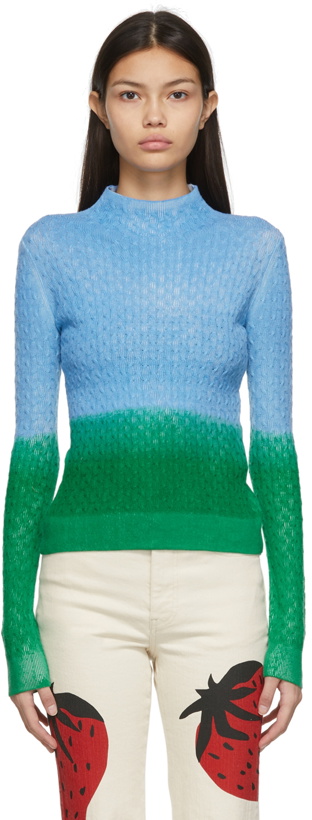 Photo: JW Anderson Blue & Green Cable Gradient Sweater
