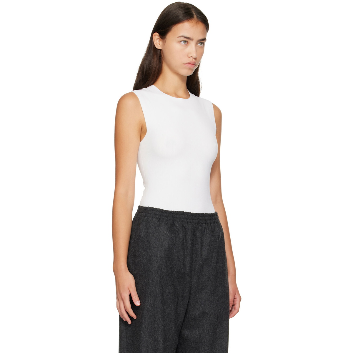 Jil Sander White Ribbed Bodysuit