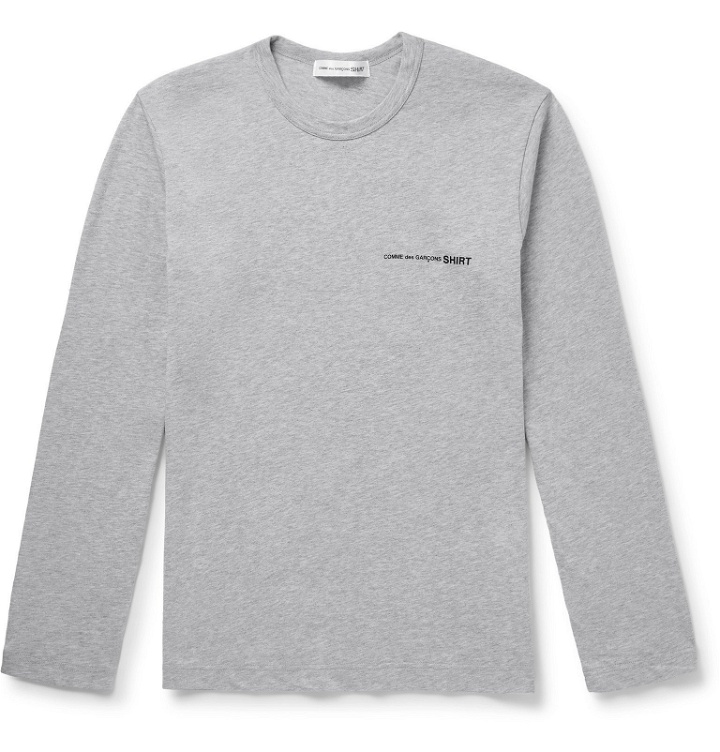 Photo: Comme des Garçons SHIRT - Slim-Fit Logo-Print Mélange Cotton-Jersey T-Shirt - Gray
