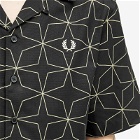Fred Perry Men's Geometric Short Sleeve Vacation Shirt in Black