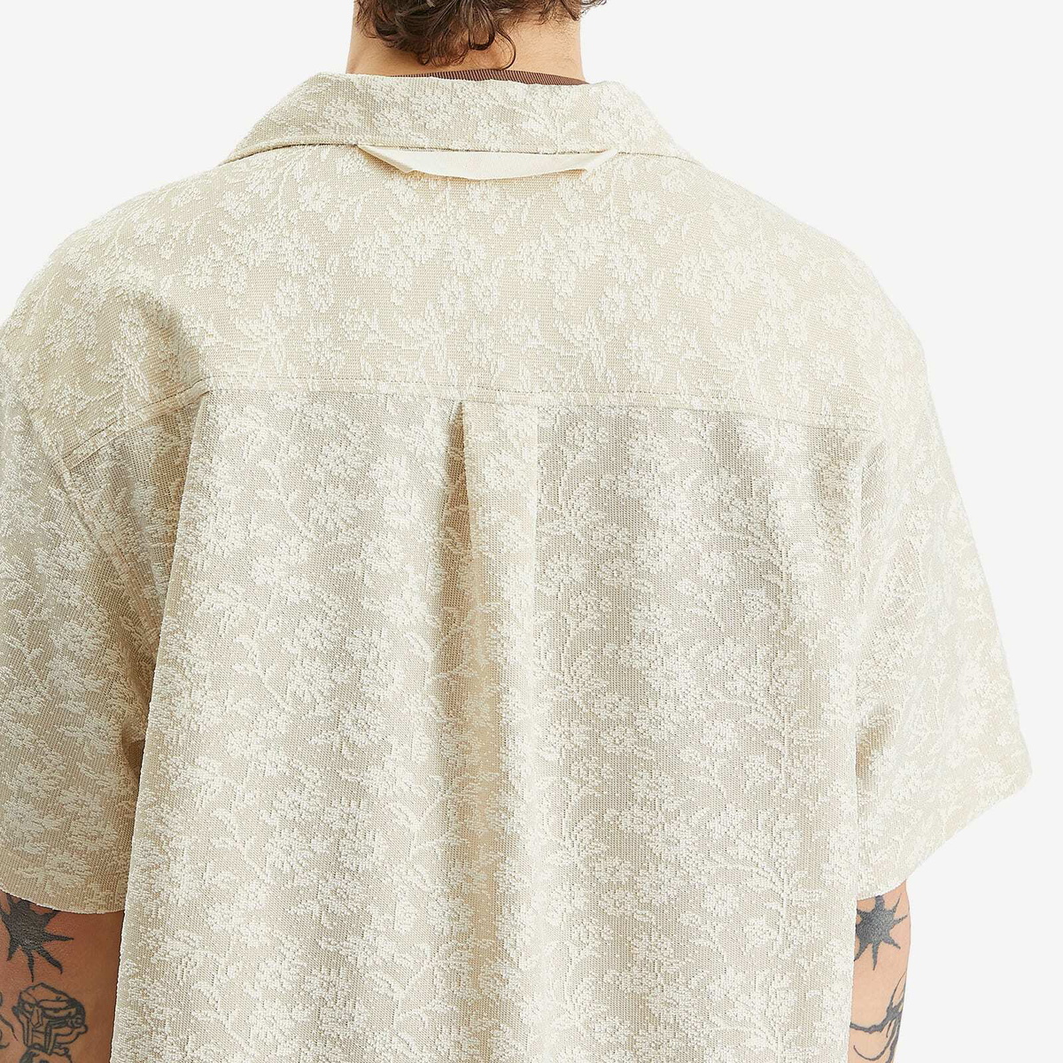 Merely Made Men's Floral Cut Work Shirt in Pearl Ivory
