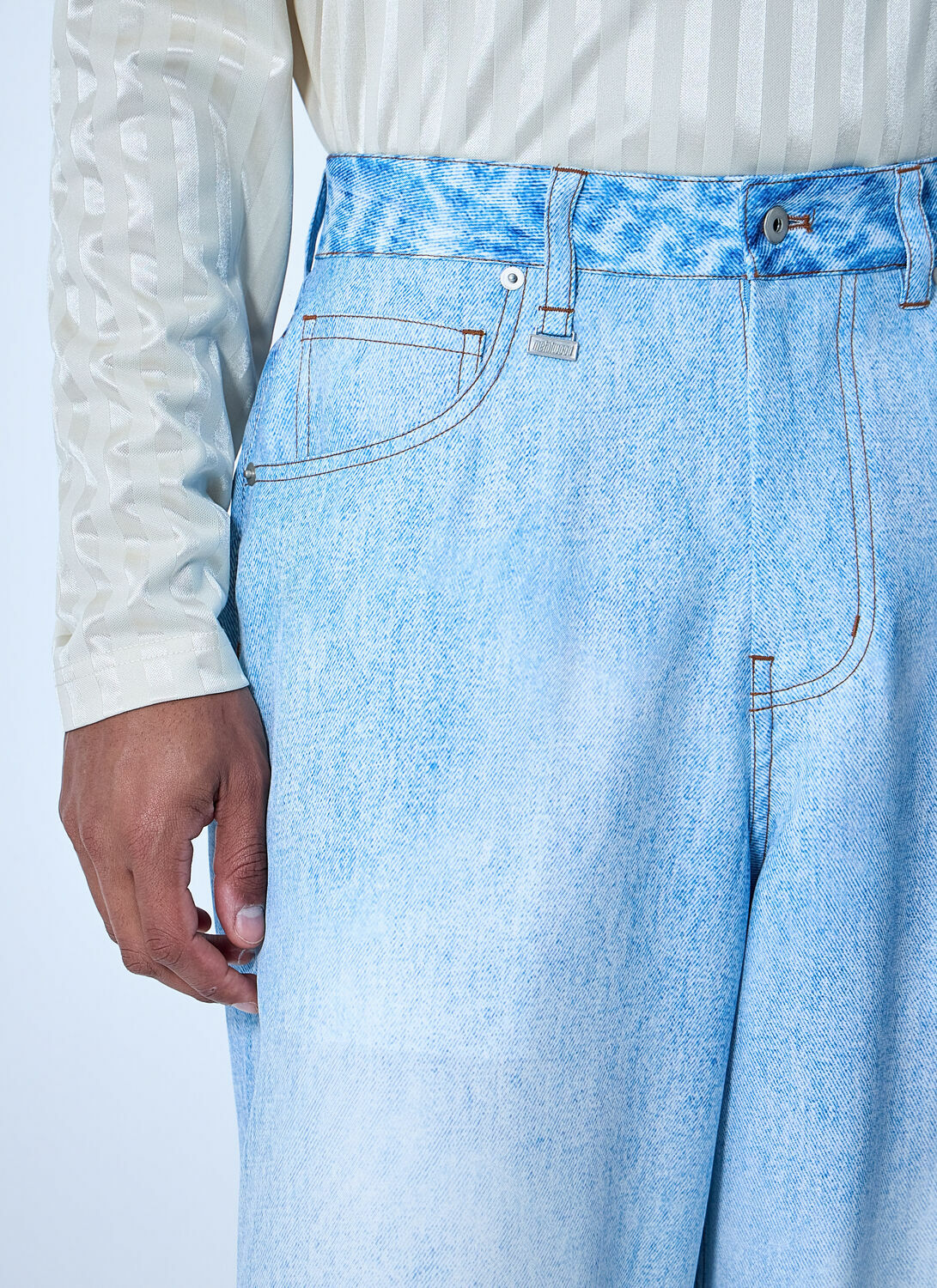 Metalwood Wide-Leg Denim Trousers