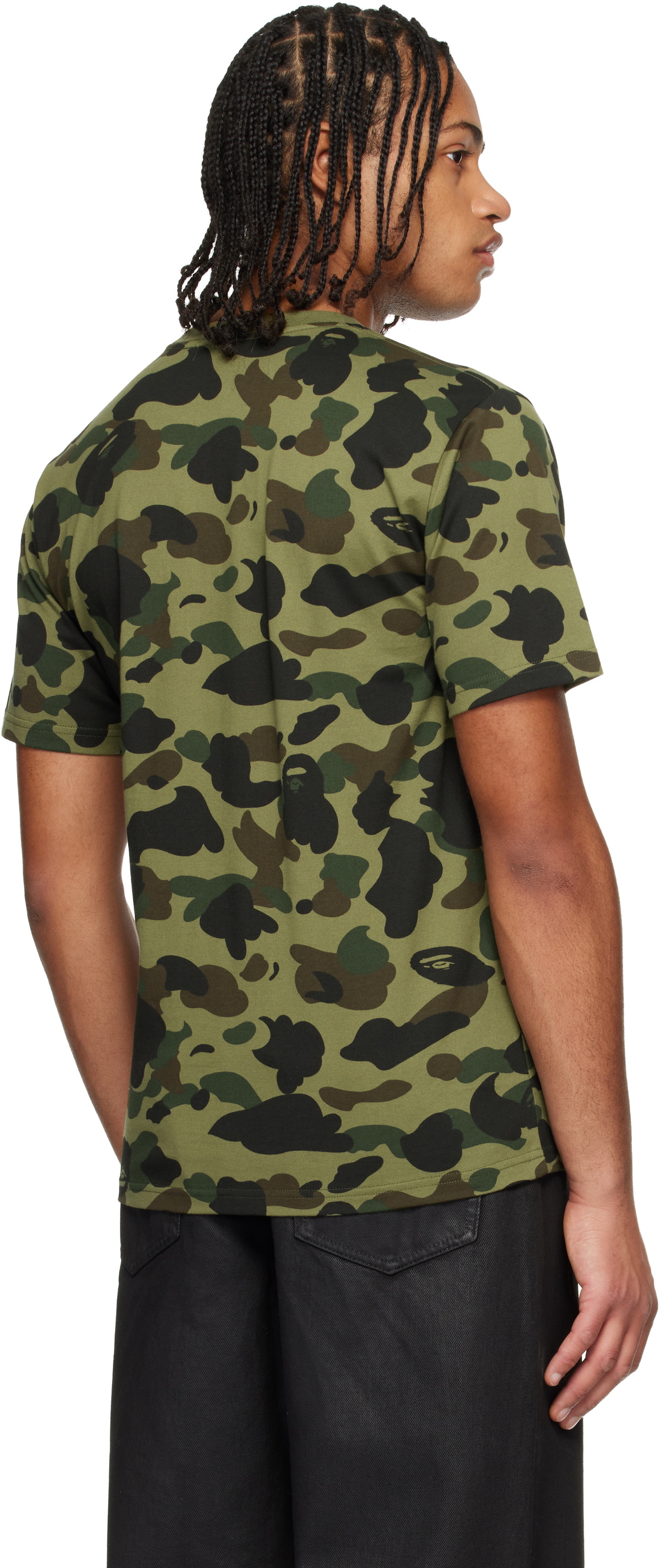 BAPE Green 1st Camo Rhinestone Logo T-Shirt