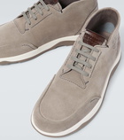 Berluti Echappée Scritto Mid Top suede Derby shoes