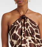 Faithfull Jensen animal-print halterneck satin top