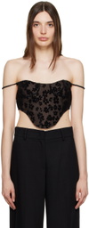 Yuhan Wang Black Floral Corset