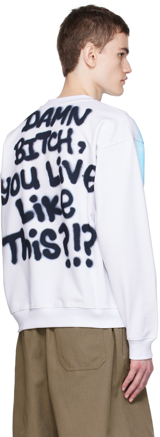Sky High Farm Workwear White Printed Sweatshirt