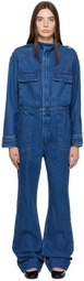 FRAME Blue Cinch Denim Jumpsuit