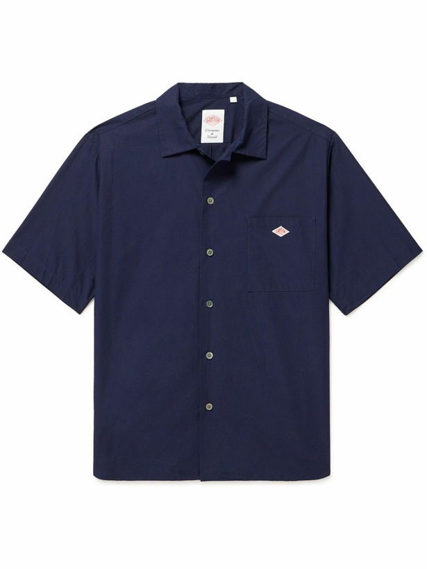Photo: Danton - Logo-Appliquéd Cotton-Poplin Shirt - Blue