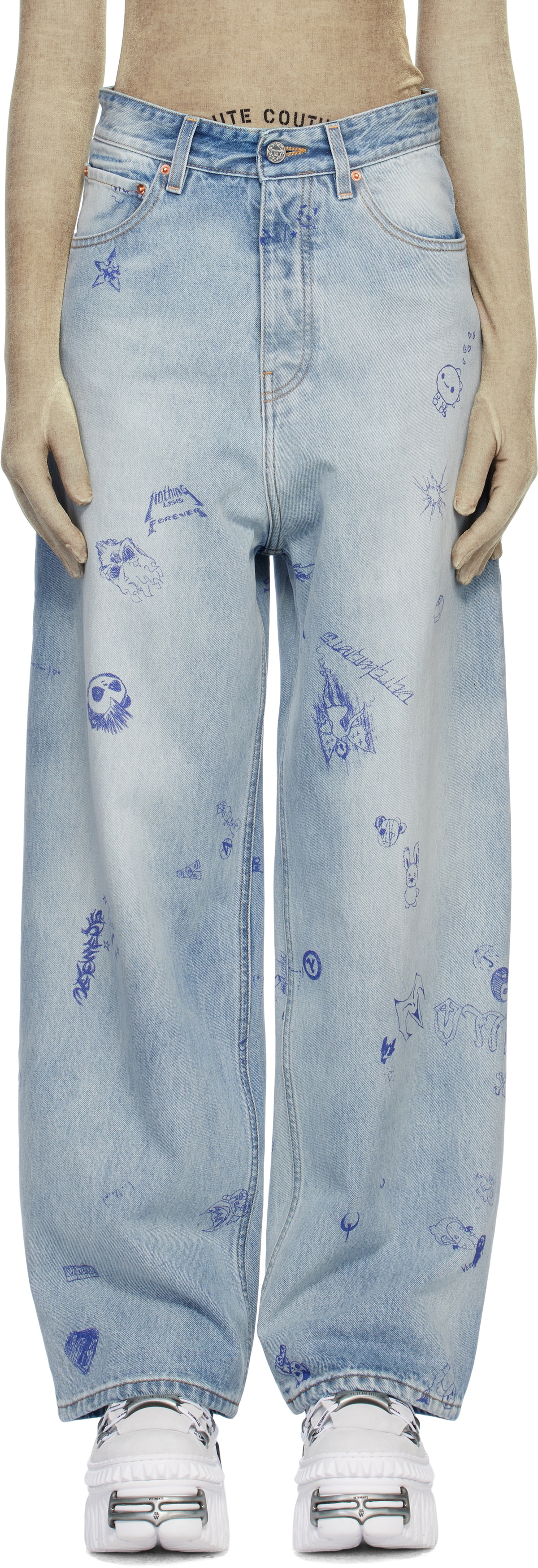 VETEMENTS Blue Scribbled Baggy Jeans