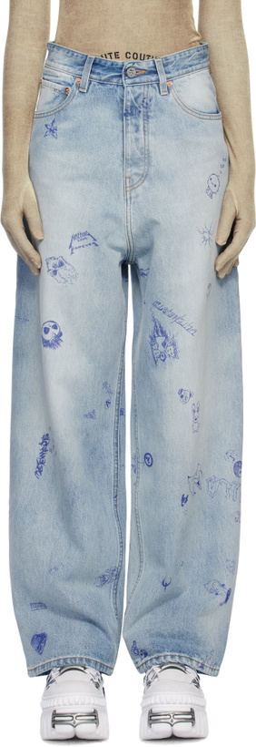 Photo: VETEMENTS Blue Scribbled Baggy Jeans