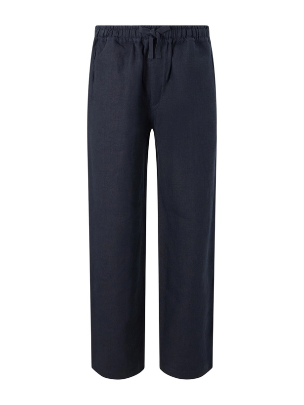 Photo: Saman Amel - Straight-Leg Linen Trousers - Blue