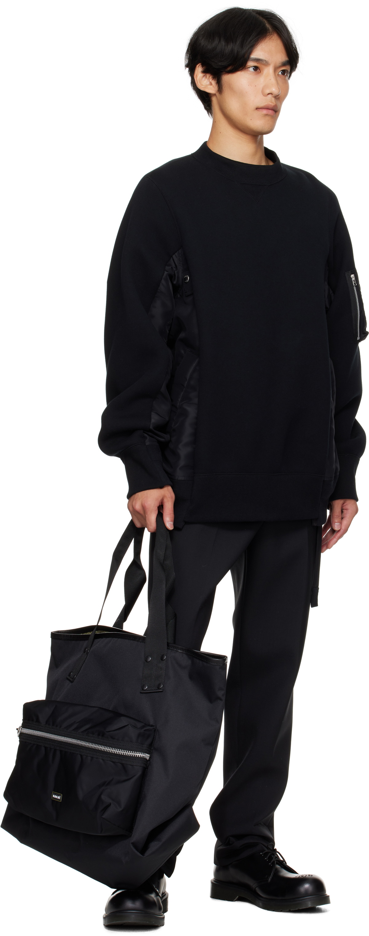 sacai Black Pocket Large Tote Sacai