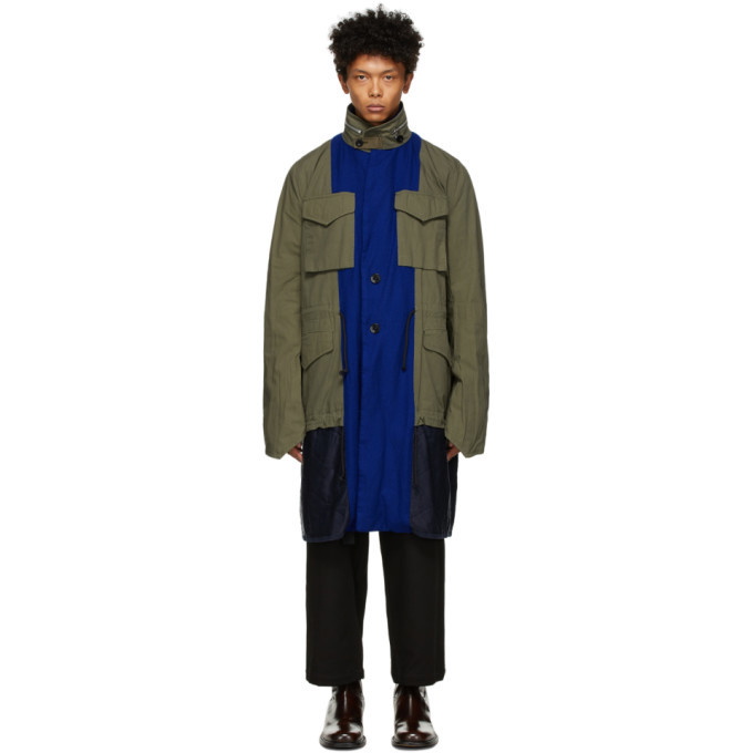 Photo: Sacai Reversible Blue and Green Solid Shrivel Coat