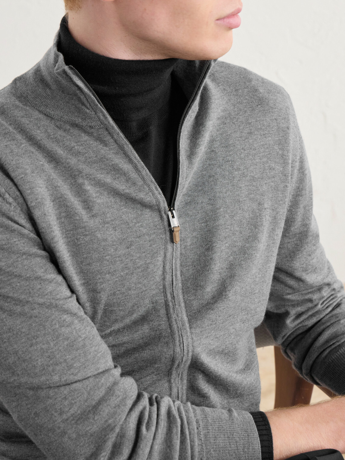 Canali - Wool Zip-Up Sweater - Gray