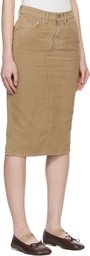 MM6 Maison Margiela Beige Coated Denim Midi Skirt