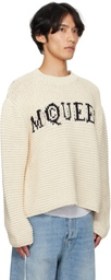 McQueen Off-White Crew Neck Long Sleeves Sweater