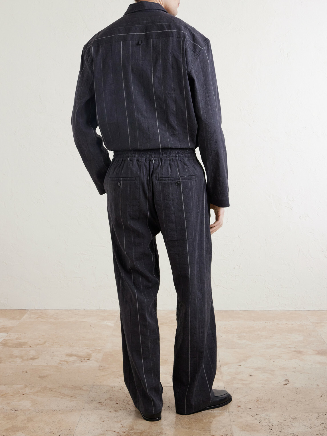 A Kind Of Guise - Samurai Straight-Leg Striped Cotton and Linen-Blend Trousers - Black