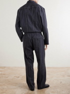 A Kind Of Guise - Samurai Straight-Leg Striped Cotton and Linen-Blend Trousers - Black