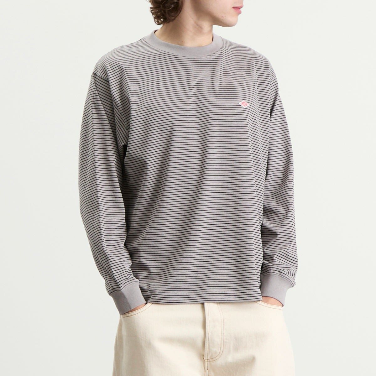 Danton Men's Long Sleeve Stripe T-Shirt in Grey/Black Stripe