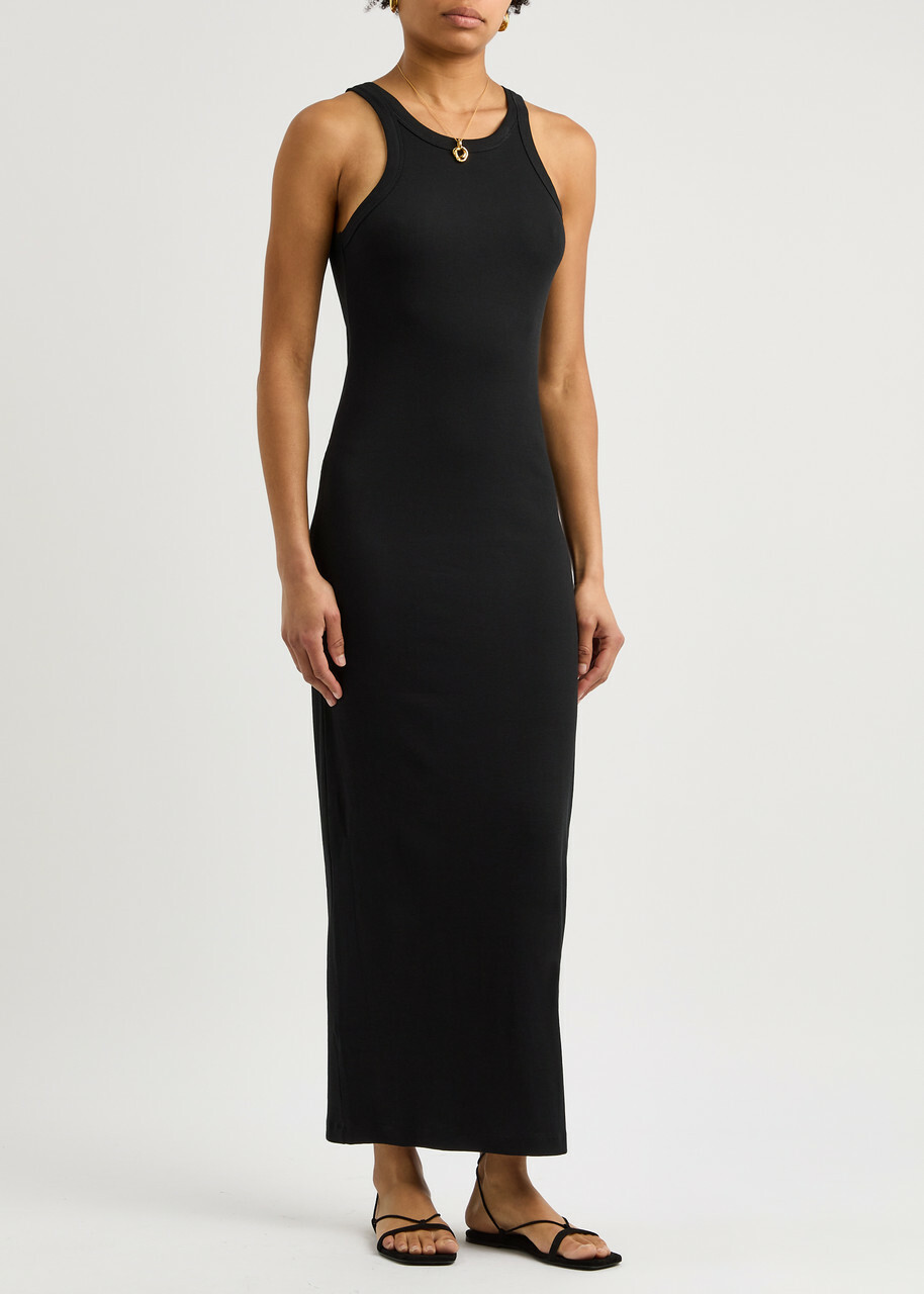 Toteme Ribbed Stretch-cotton Maxi Dress Black Toteme