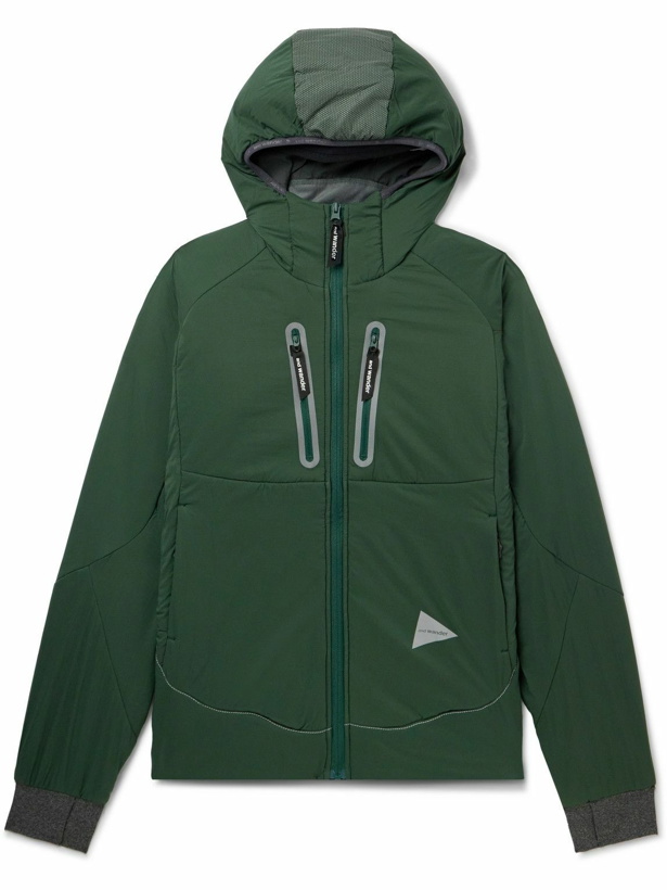 Photo: And Wander - Alpha AIR Logo-Print Padded Pertex-Ripstop Hooded Jacket - Green