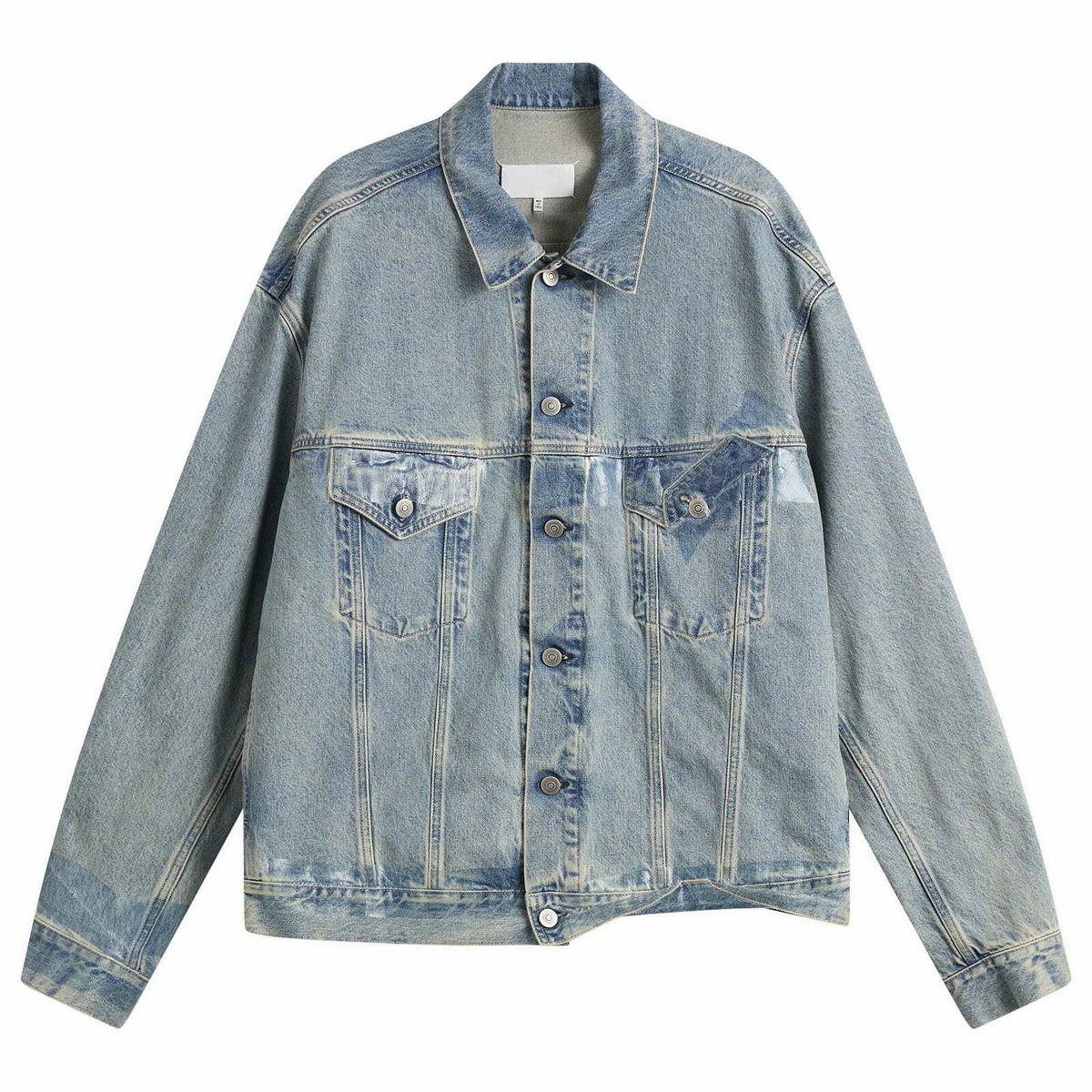 Maison Margiela Men's Taped Denim Jacket in Ice Blue Maison Margiela