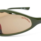 Le Specs x No Problemo Flux Sunglasses in Chrome Dark Green/Green Tint 