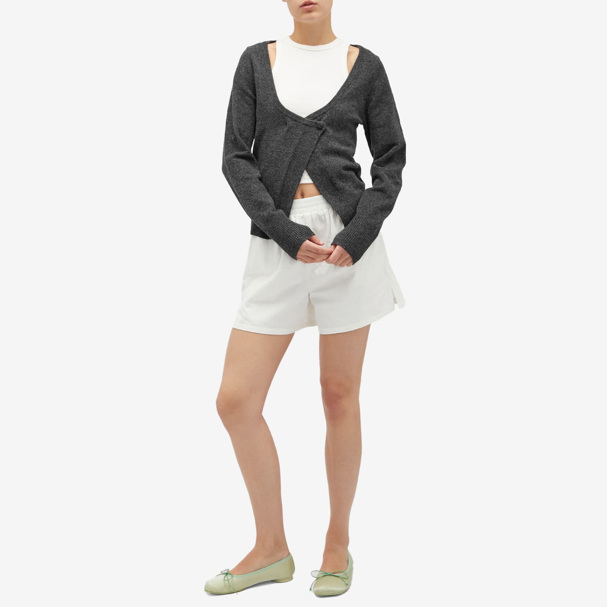 Deiji Studios Women's Asymmetric Knit Cardigan in Charcoal