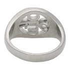Off-White Silver Logo Cross Ring