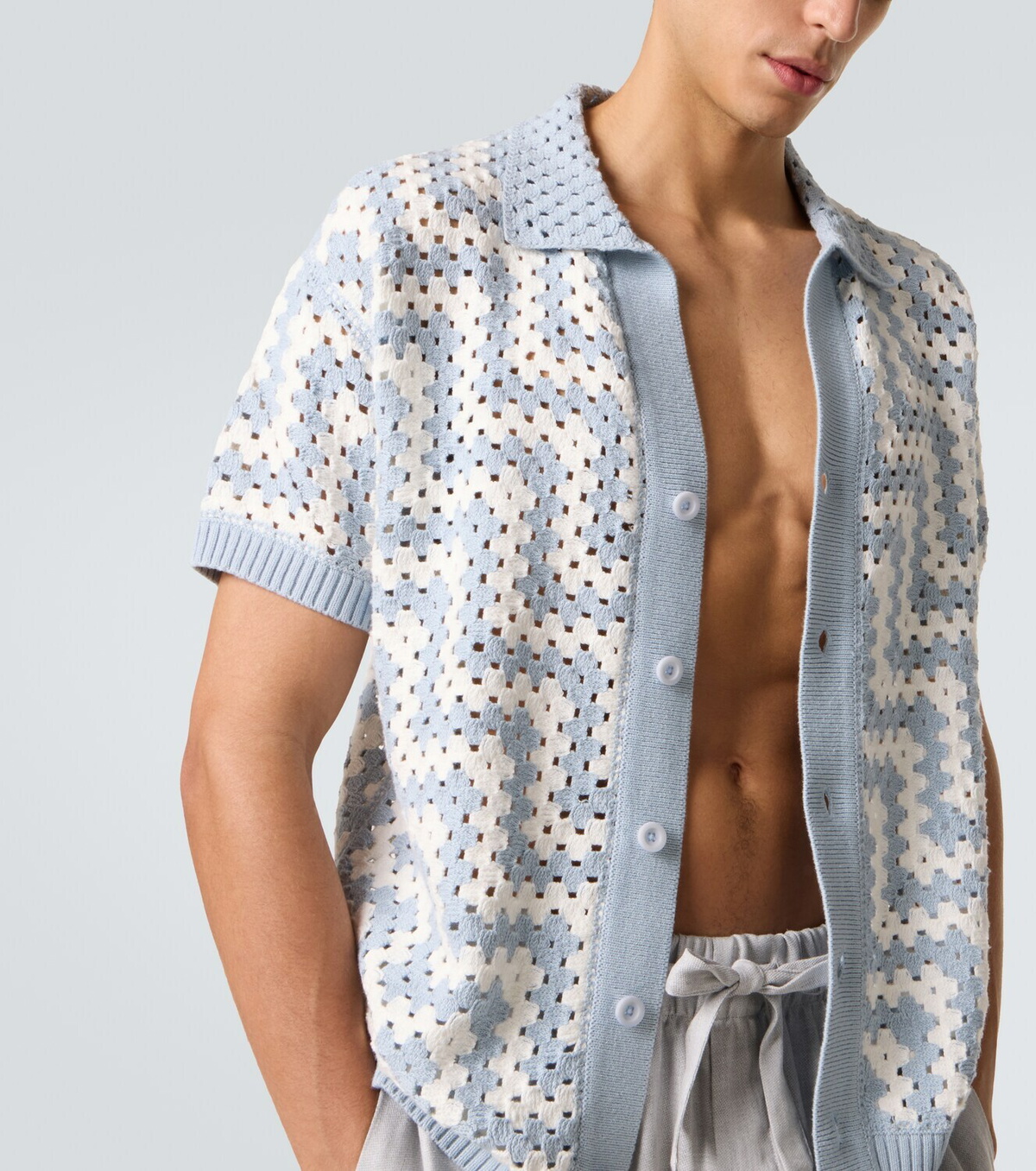 Frescobol Carioca Pinto crochet cotton cardigan