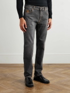 Etro - Roma Slim-Fit Straight-Leg Logo-Embroidered Jeans - Gray