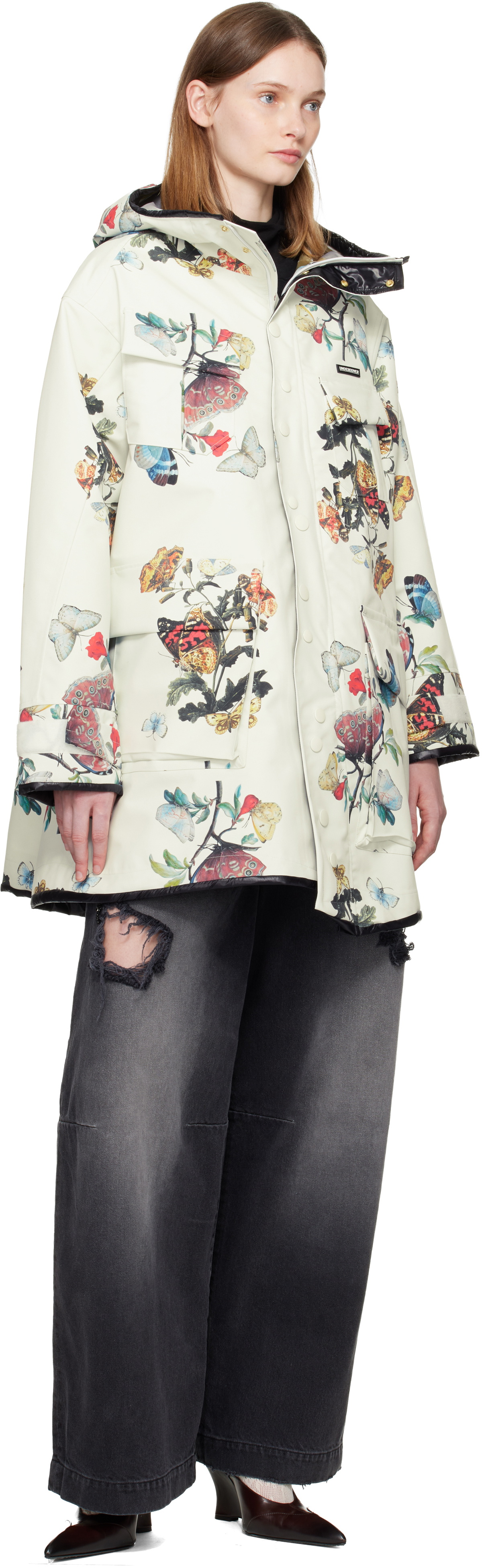 UNDERCOVER Off-White Floral Technical Coat