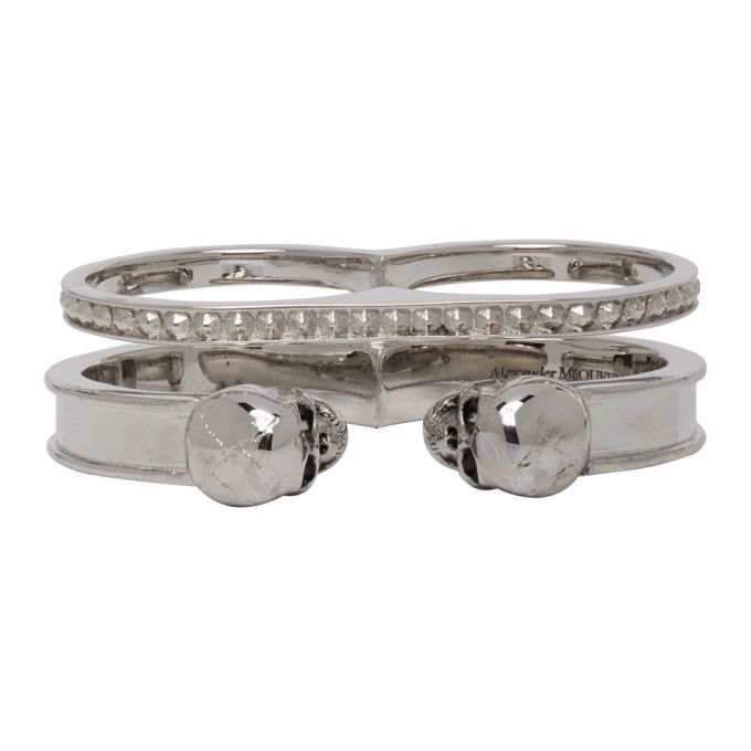 Photo: Alexander McQueen Silver Twin Skull Two Finger Ring