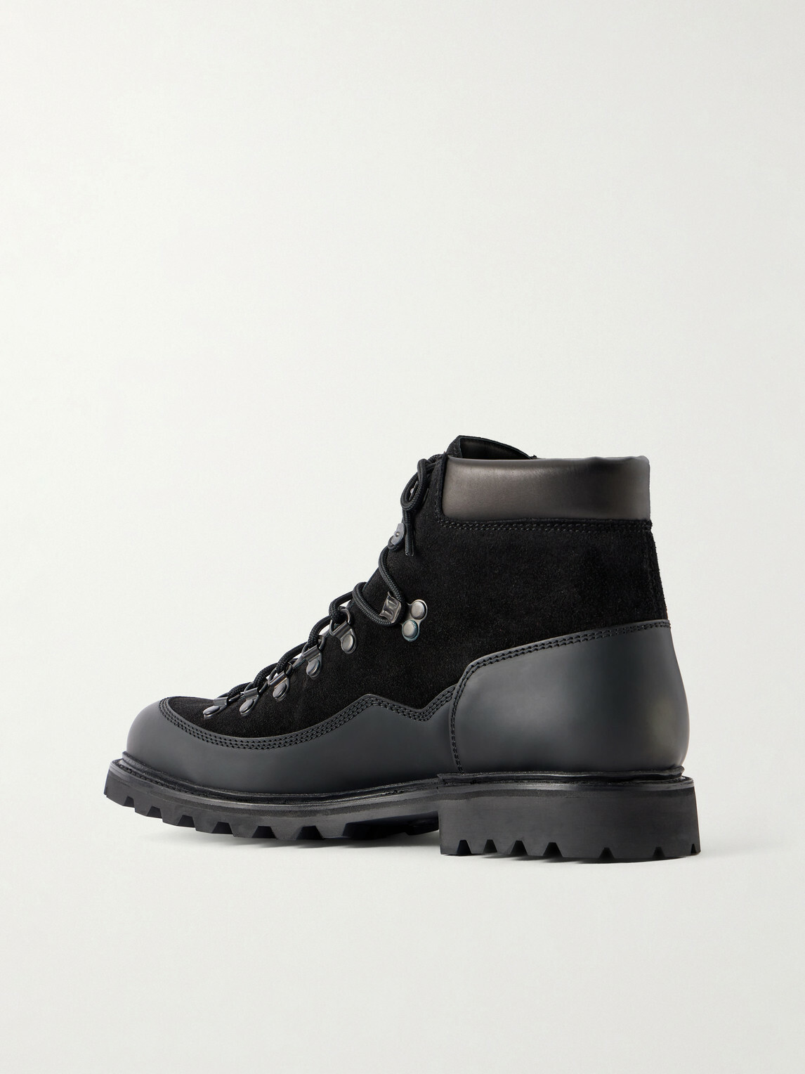 MORJAS - Leather-Trimmed Suede Hiking Boots - Black