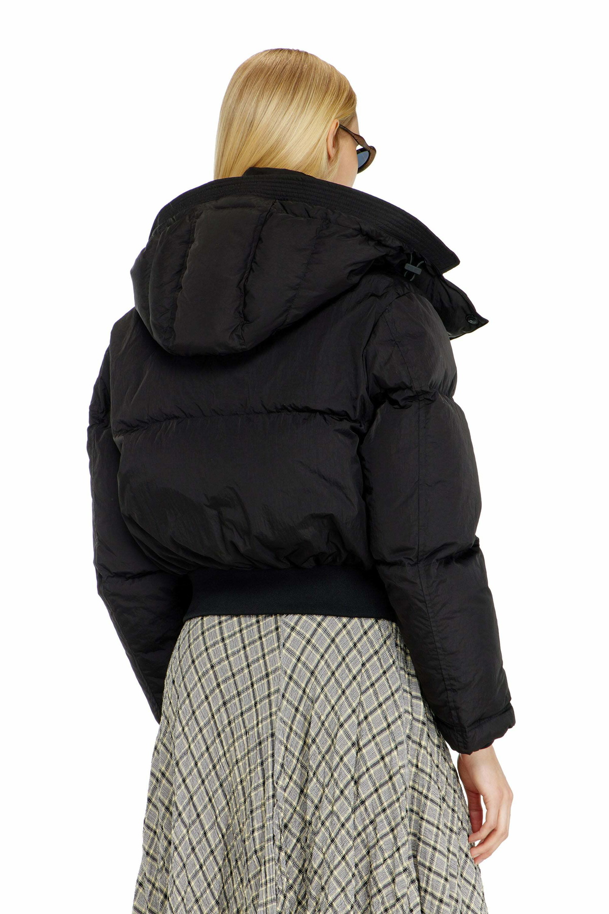 Diesel Wrinkled-nylon down puffer jacket with detachable hood - Winter Jackets Womens in Black