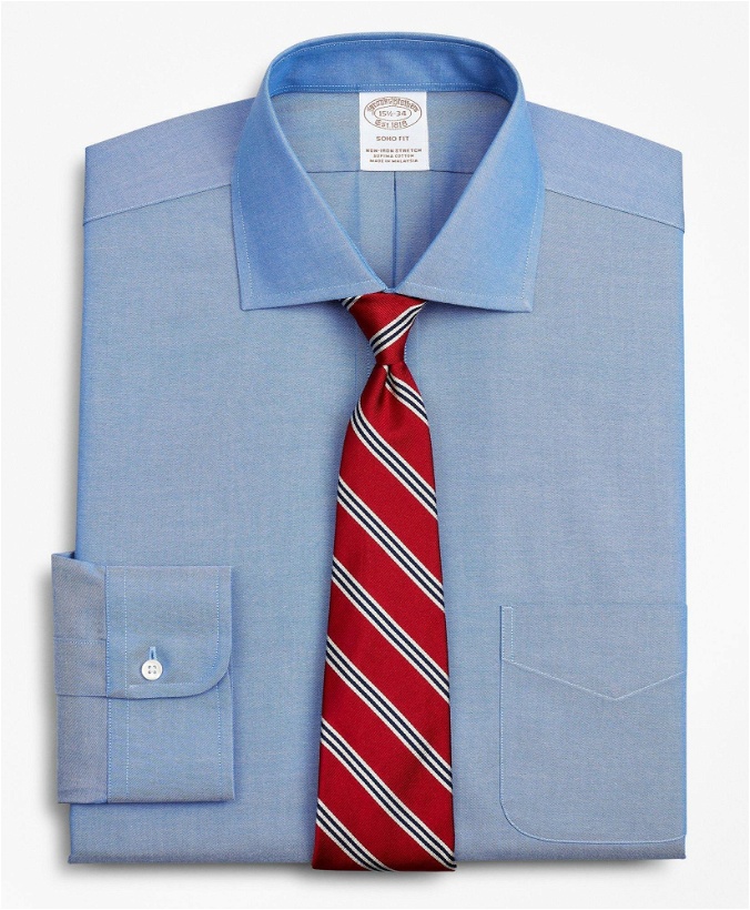 Photo: Brooks Brothers Men's Stretch Soho Extra-Slim-Fit Dress Shirt, Non-Iron Pinpoint English Collar | Blue