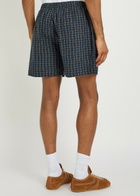 Wales Bonner Sunday Logo Checked Stretch-linen Shorts Multicoloured 1
