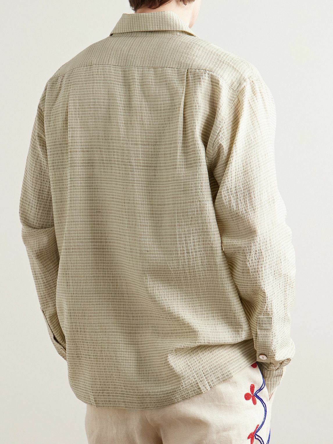 Kartik Research - Checked Cotton and Silk-Blend Shirt - Green