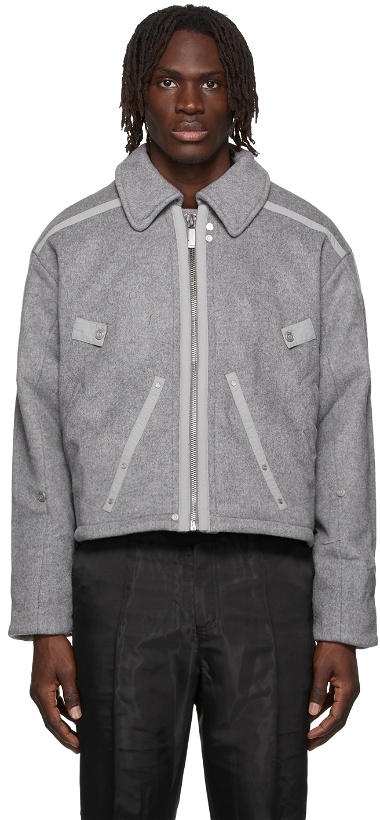 Photo: C2H4 Grey Wool Military Stagger Stripe Jacket