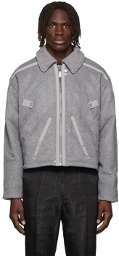 C2H4 Grey Wool Military Stagger Stripe Jacket
