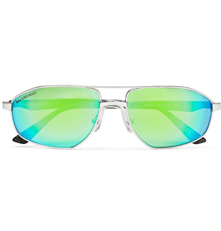 Photo: Balenciaga - Aviator-Style Silver-Tone and Acetate Mirrored Sunglasses - Silver