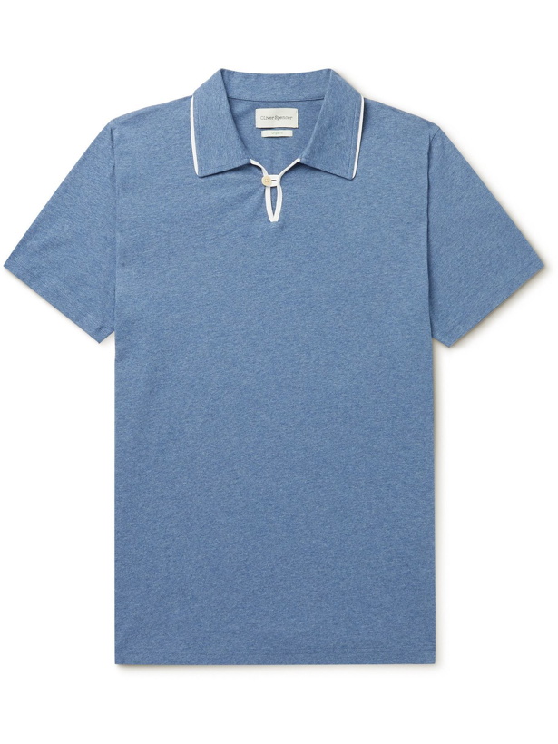 Photo: OLIVER SPENCER - Hawthorn Organic Cotton Polo Shirt - Blue