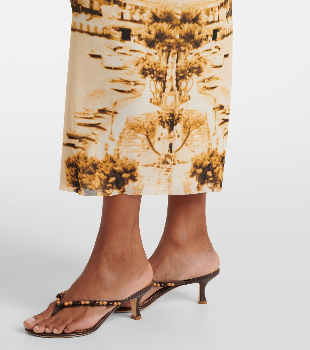 Staud Porta printed mesh midi skirt